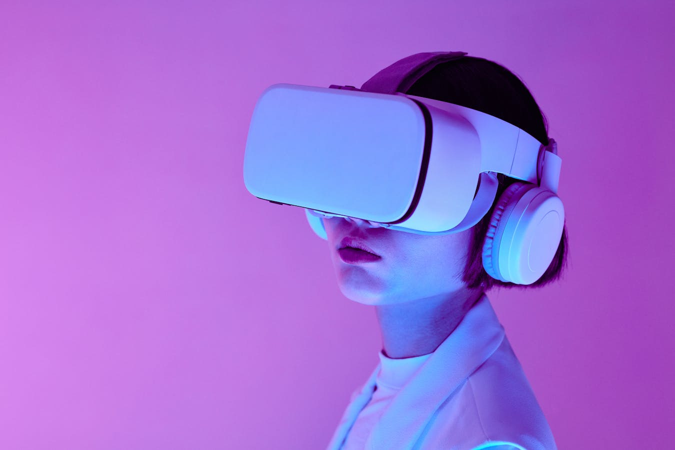 VR headset on desk with development equipment